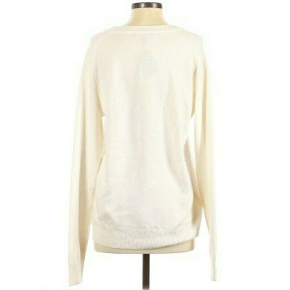 MAJE Metro wool blend vneck knit pullover classic basic sweater ivory Sz 1 S NEW - Picture 2 of 7